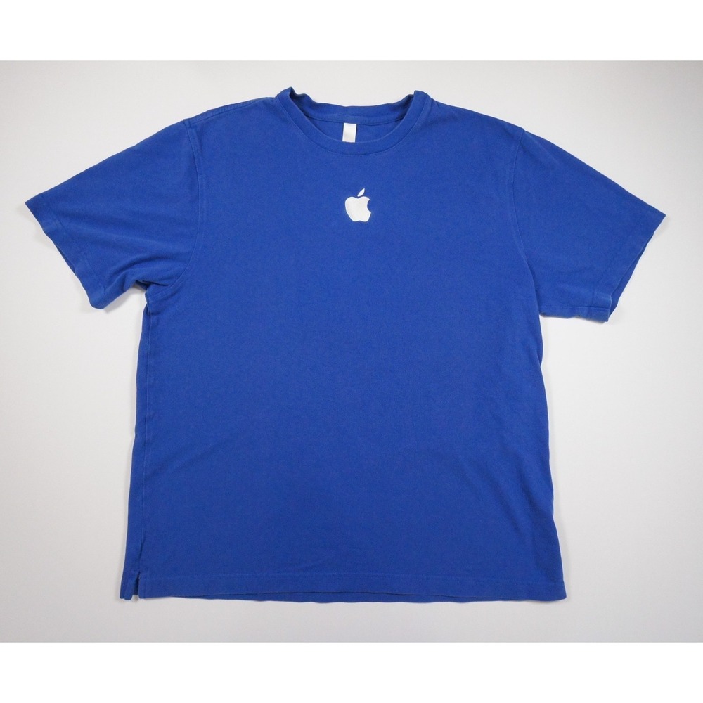 Apple Shirt Mens XLarge Blue Computer Technology Tee Store Employee Embroidered
